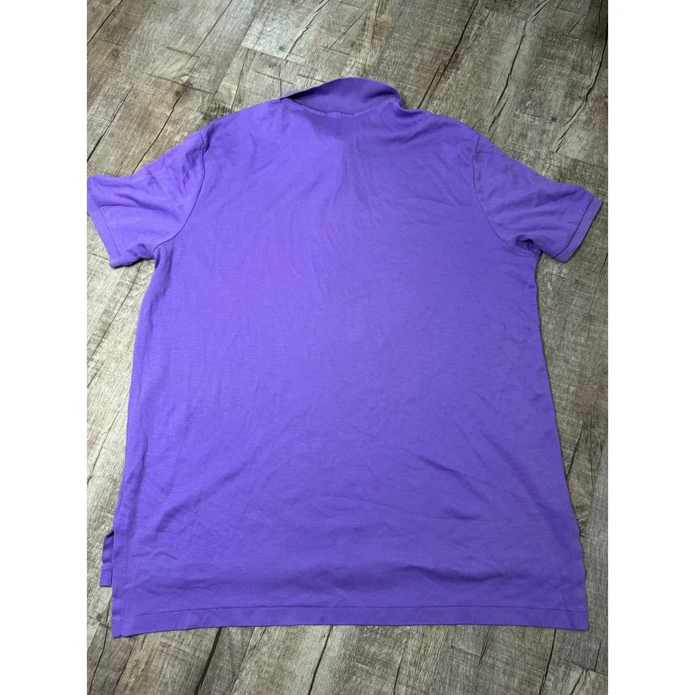 Polo Ralph Lauren Mens XL Purple Short Sleeve Jersey Polo Shirt Yellow Pony Logo
